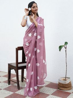 Teejh - Mauve Charm Georgette Saree with Unstitched Blouse