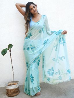 Teejh - Springtime Serenity Chiffon Saree with Unstitched Blouse