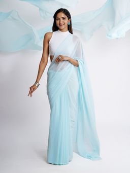 Teejh - Malini Georgette Saree with Unstitched Blouse