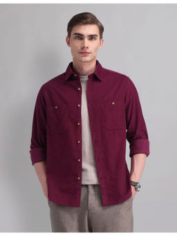 AD By Arvind - Men Casual Modern Fit Corduroy Shirt Magenta