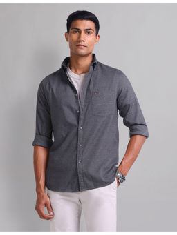 AD By Arvind - Men Casual Slim Fit Long Sleeve Shirt Grey