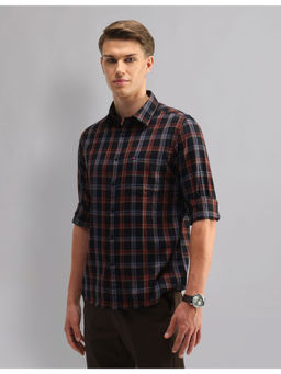 AD By Arvind - Men Casual Modern Slim Tartan Checks Shirt Multi-Color