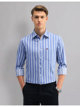 AD By Arvind - Men Casual Modern Slim Vertical Stripes Shirt Blue