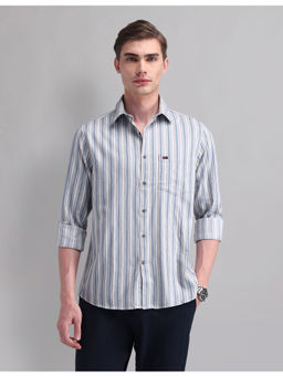 AD By Arvind - Men Casual Modern Slim Fit Stripes Shirt Grey