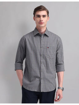 AD By Arvind - Men Casual Modern Slim Fit Checks Shirt Grey