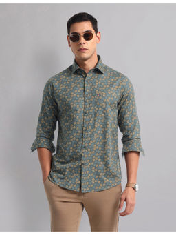 AD By Arvind - Men Casual Modern Slim Fit Printed Floral Shirt Orange