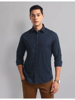 AD By Arvind - Men Casual Modern Slim Fit Printed Shirt Navy Blue