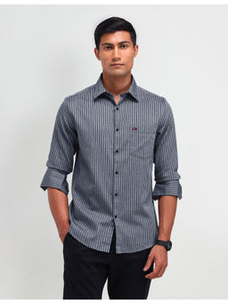 AD By Arvind - Men Casual Slim Fit Vertical Stripes Shirt Grey