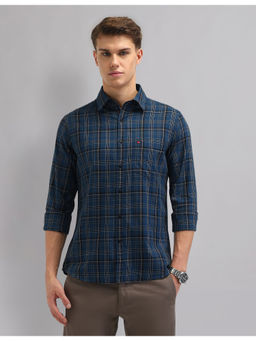 AD By Arvind - Men Casual Modern Slim Fit Checks Shirt Navy Blue