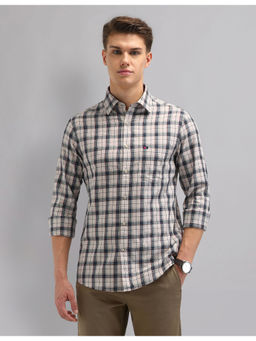AD By Arvind - Men Casual Modern Slim Fit Checks Shirt Off White