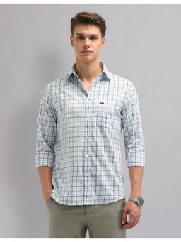 AD By Arvind - Men Casual Modern Slim Fit Checks Shirt Blue & White