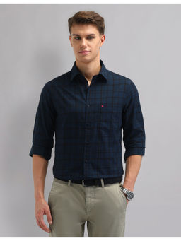 AD By Arvind - Men Casual Modern Slim Fit Checks Shirt Navy Blue