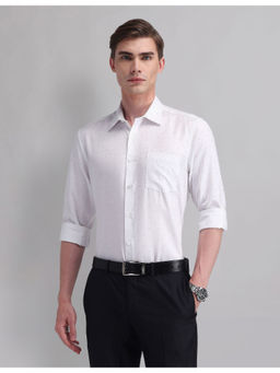 AD By Arvind - Men Casual Slim Fit Pure Cotton Printed Shirt White