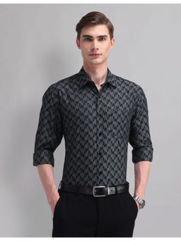 AD By Arvind - Men Party Slim Fit Pure Cotton Printed Shirt Black
