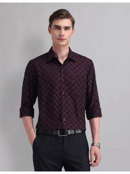 AD By Arvind - Men Party Slim Fit Pure Cotton Printed Shirt Red