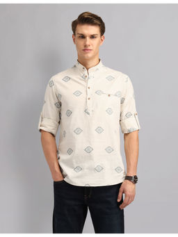 AD By Arvind - Men Casual Modern Slim Fit Printed Shirt Peach