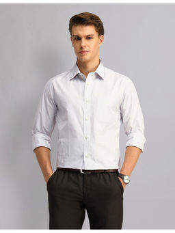 AD By Arvind - Men Formal Slim Fit Dobby Stripes Shirt Grey