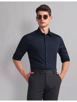 AD By Arvind - Men Formal Everlast Press Twill Shirt Navy Blue