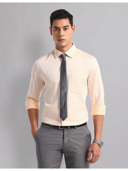 AD By Arvind - Men Formal Cotton Everlast Press Checks Shirt Orange