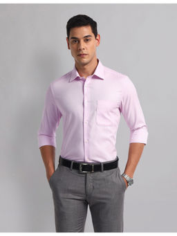 AD By Arvind - Men Formal Cotton Everlast Press Shirt Purple