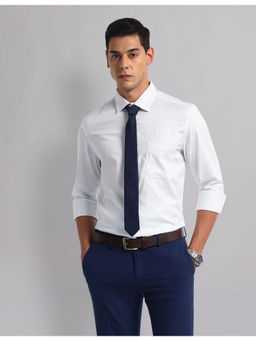 AD By Arvind - Men Formal Long Sleeve Vertical Stripes Shirt White