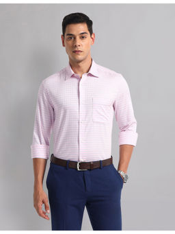 AD By Arvind - Men Formal Graph Checks Cotton Shirt Pink
