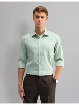 AD By Arvind - Men Formal Slim Fit Windowpane Checks Shirt Green