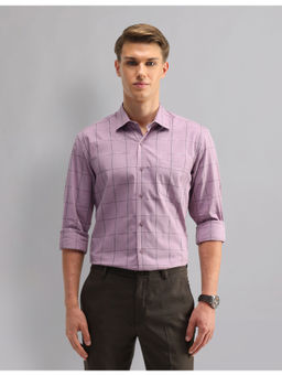 AD By Arvind - Men Formal Slim Fit Windowpane Checks Shirt Lavender