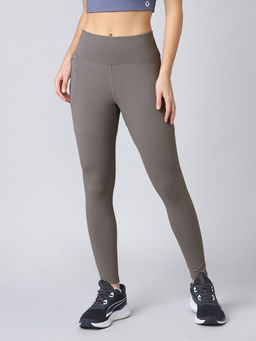 Technosport - Women Slim Fit Grey Solid Sports Tights
