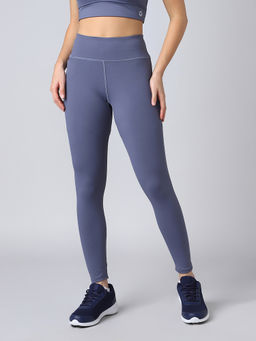 Technosport - Women Slim Fit Blue Solid Sports Tights