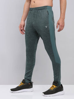 Technosport - Men Green Melange Slim Fit Sports Trackpant With Techno Dry