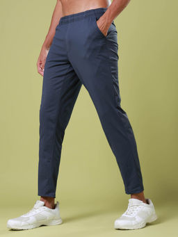 Technosport - Men Navy Blue Solid Relax Fit Sports Trackpant With Elasto Plus