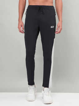 Technosport - Men Black Colorblock Relax Fit Sports Trackpant With Elasto Plus