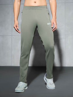 Technosport - Men Olive Colorblock Relaxed Fit Sports Trackpant With Elasto Plus