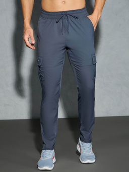 Technosport - Men Teal Solid Relax Fit Sports Cargo Trackpant With Ts Flexi