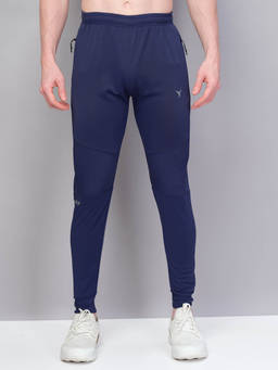 Technosport - Men Navy Blue Solid Slim Fit Sports Joggers With Techno Guard
