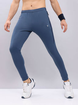Technosport - Men Blue Melange Slim Fit Sports Joggers With Techno Dry