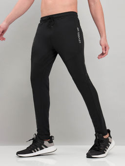 Technosport - Men Black Solid Slim Fit Sports Trackpant With Techno Dry