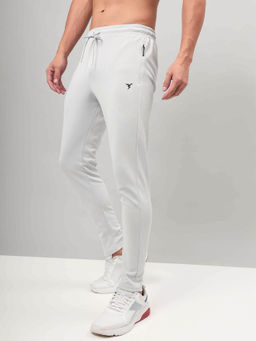 Technosport - Men White Solid Slim Fit Sports Trackpant With Elasto Plus