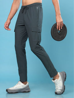 Technosport - Men Green Solid Relax Fit Sports Cargo Trackpant With Duracool+