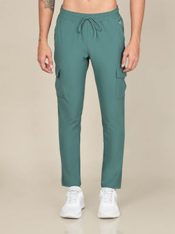 Technosport - Men Green Solid Relax Fit Sports Cargo Trackpant With Duracool+