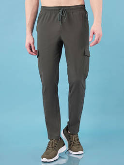 Technosport - Men Green Solid Relax Fit Sports Cargo Trackpant With Duracool+