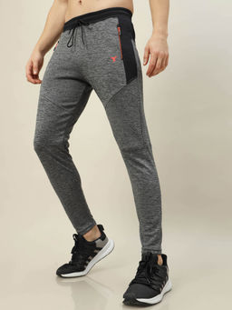 Technosport - Men Charcoal Melange Slim Fit Sports Trackpant With Techno Dry