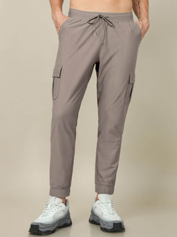 Technosport - Men Khaki Solid Slim Fit Sports Cargo Joggers With Duracool+