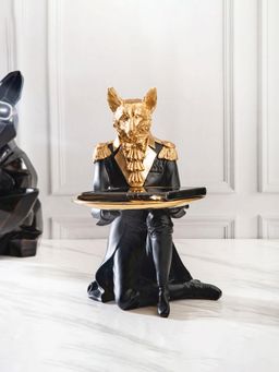 Smokey Cocktail - Wolf Decor With Tray (Black)