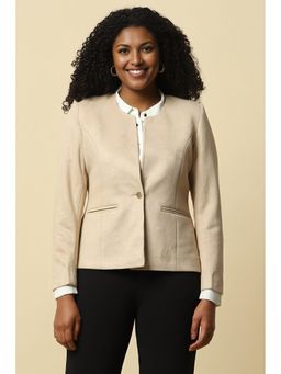 Allen Solly - Women Beige Solid Formal Blazer