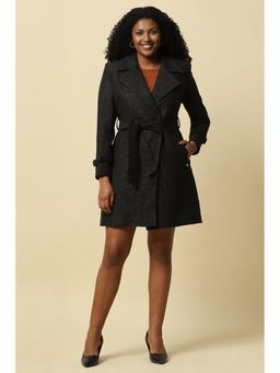 Allen Solly - Women Black Print Casual Warp Coat