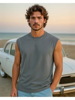 Bewakoof - Men Grey Boxy Fit Vest