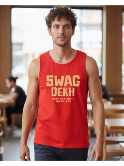 Bewakoof - Men's Bold Red Swag Dekh Typography Vest