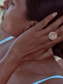 Ethnic Andaz - Chand Adjustable White Stone Ring